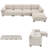 130" Modular Sectional Sofa, L-Shape With Folding Table And Dual-Port Charging, Side Storage Pockets, 2 Armrest Pillows, Free Movement Ottoman, High Density Foam, Chenille, 5 Seat-1836669320