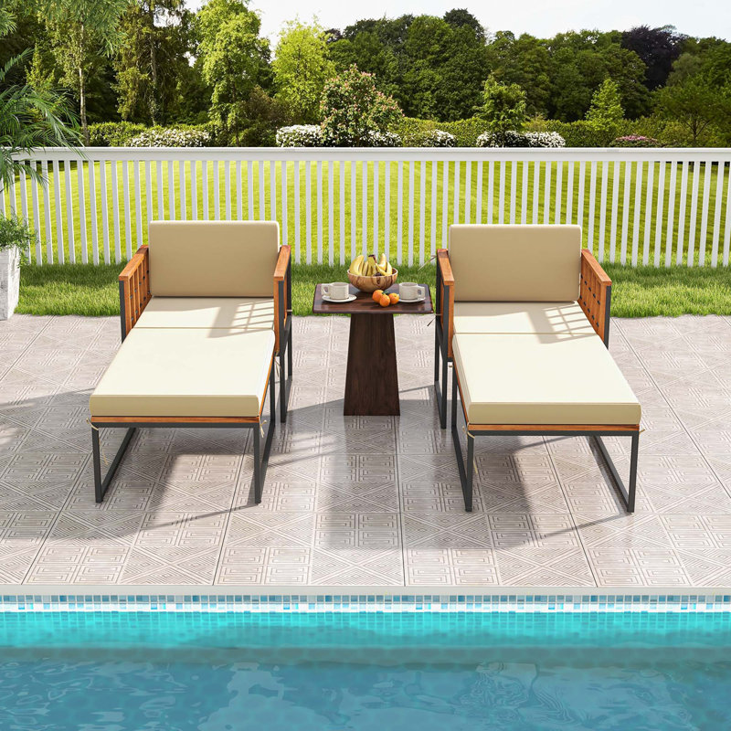 Michaelle Outdoor Lounge Chair with Ottoman