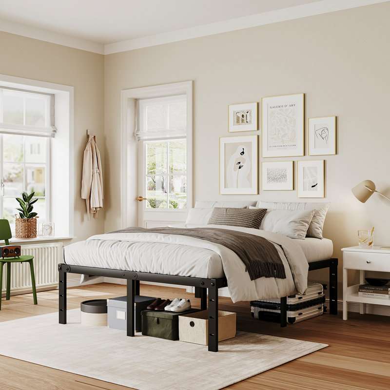 Truette 20'' Full Size Steel Bed Frame Heavy-Duty Noiseless, No Boxspring Needed, Enough Storage Space, Full