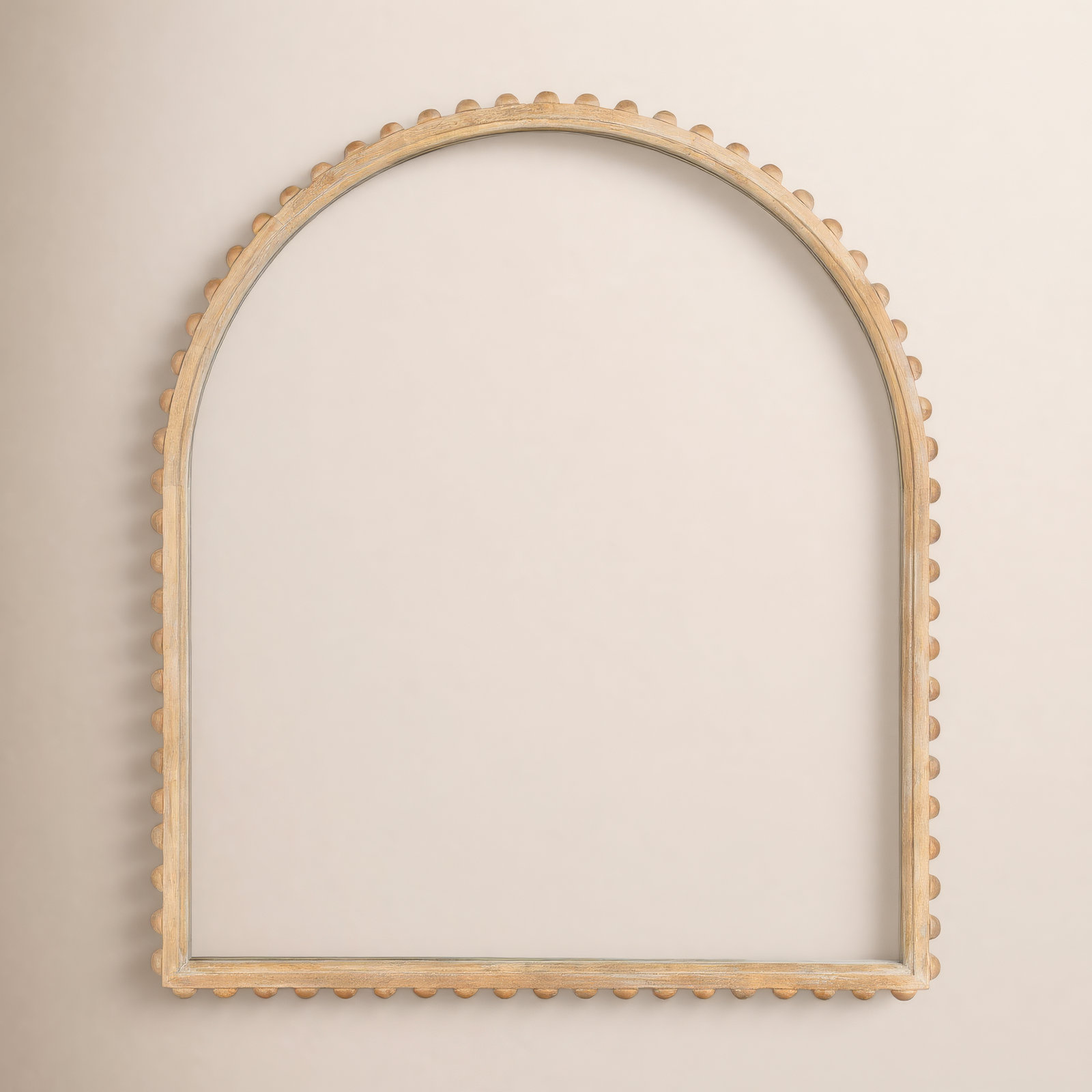 Beadbrook Wooden Beaded Arch Mirror, 32.01" x 27.99", Natural Wood