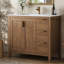 Meuble-lavabo brun 36 po avec plateau en composite Belser, 2 portes et 3 tiroirs Belser