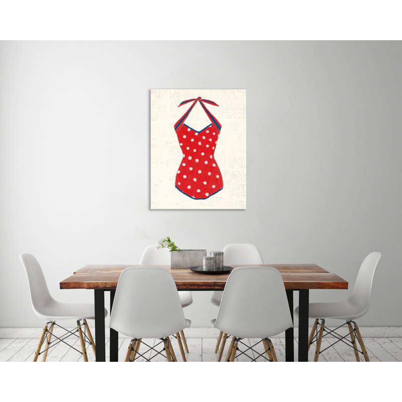 Toile tendue avec châssis «Retro Swim vêtements II» par Emily Adams, H 25 po x l 20 po x P 1,5 po
