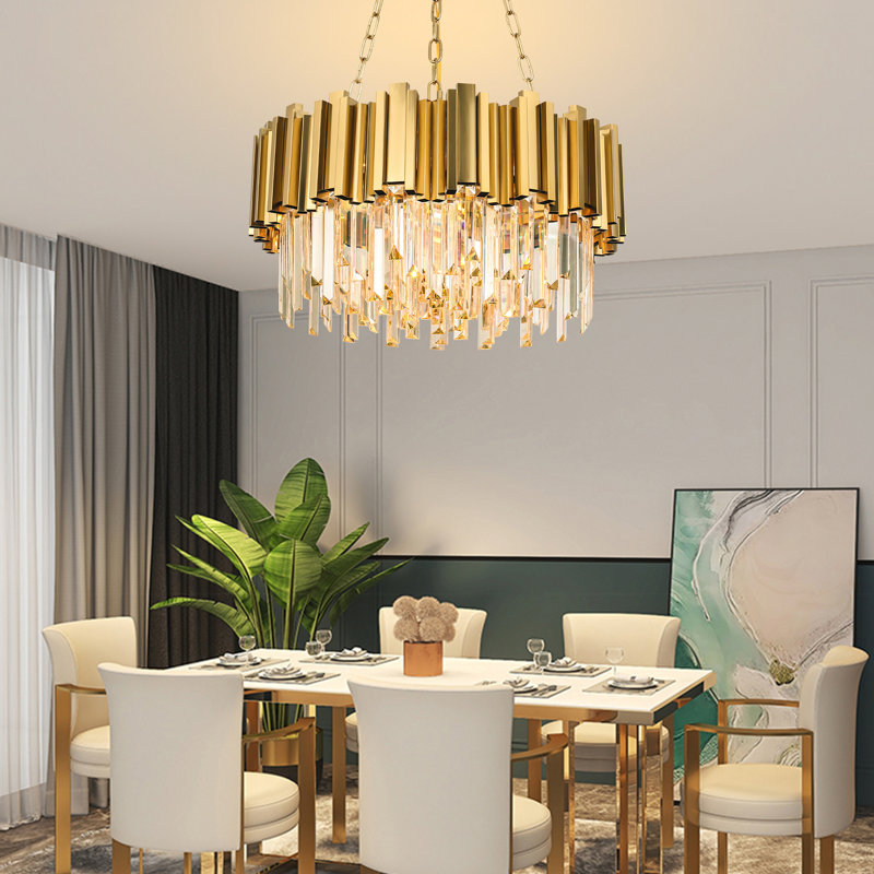 Luminaire réglable en cristal doré circulaire