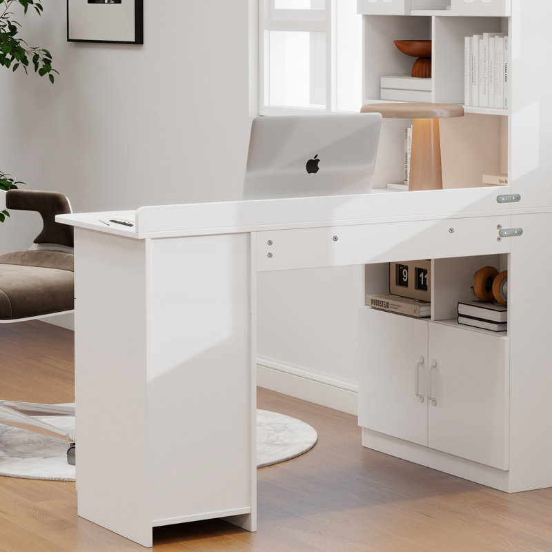 Bureau d'ordinateur en L, Blanc