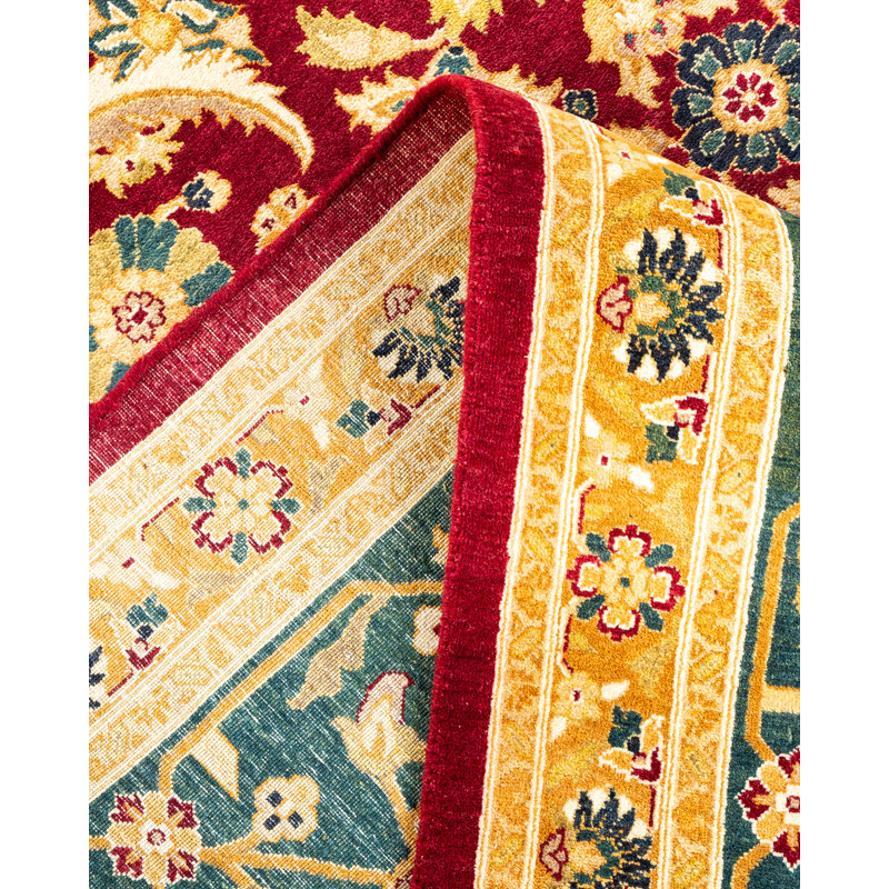 Tapis rouge noué à la main de conception unique et unique 8 pi 3 po x 10 pi 3 po Keenan