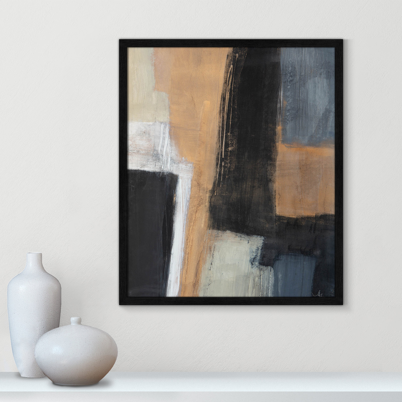 Metallic Slate I Print, 25.5" H x 21.5" W x 1.25" D, Black Slim Unmatted Picture Framed