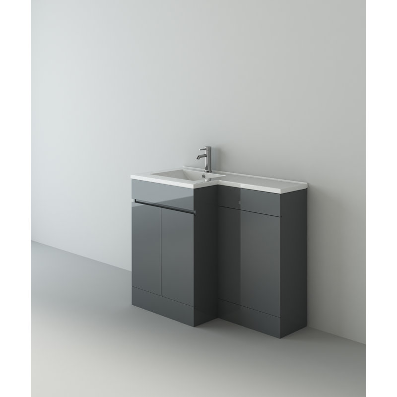 Neptune Freestanding Combined Vanity Unit with Integrated Basin, Antracite Grey