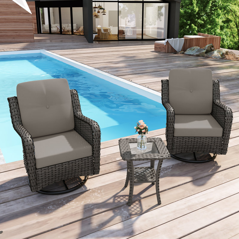 Ensemble de conversation extérieur en osier 2 personnes avec coussins pour terrasse, porche, jardin Mapleview, Gris clair