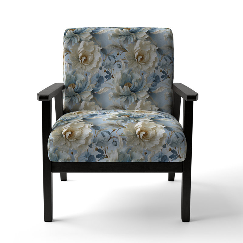 Chaise d'appoint florale Cobalt, Motif victorien floral éthéré rococo IV