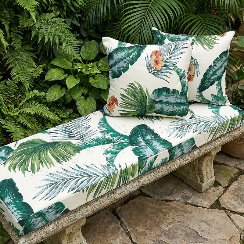 Versatile Patio Cushion Set With Weatherproof Fabric - Includes Bench Cushion & 2 Pillow Covers For Garden And Porch Furniture