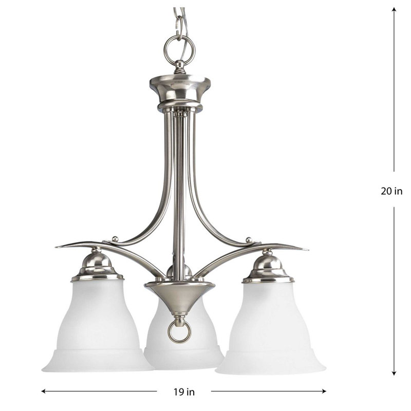 Lustre empire à 3 lumières Wanette, Nickel brossé
