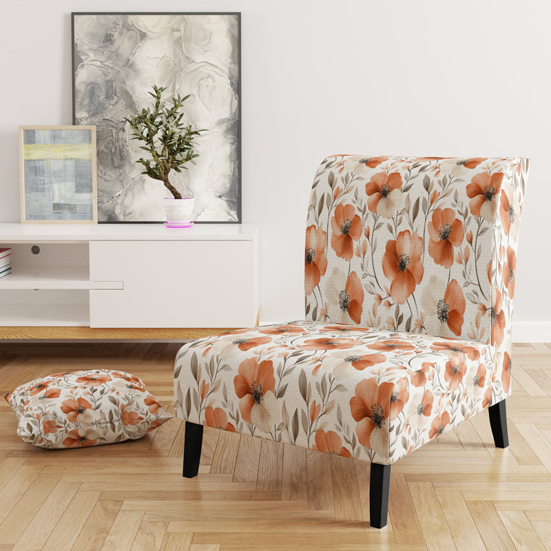 Fauteuil d'appoint Boho - Fauteuil de chambre rouge Terra Bloom, Pantoufle sans accoudoirs