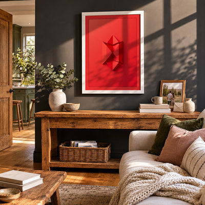 Crimson Star Form Geometric - Framed Print
