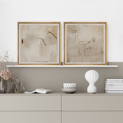 Abstract Beige Brown Prints Minimalist Modern Neutral Wall Art Living Room Decor