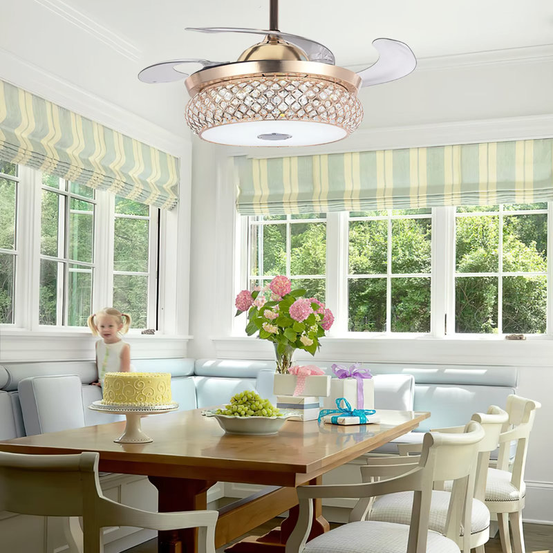 Zahnya 42'' Ceiling Fan with LED Lights, Gold
