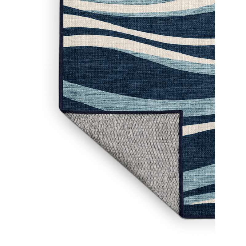 Tapis nautique à motif de vagues lavables, Rond 8 pi