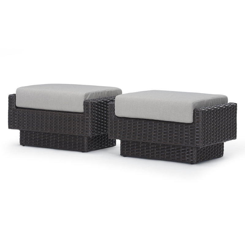 Repose-pieds d'extérieur avec coussins Sunbrella Jorolf, gris, Brun