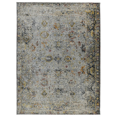 Kolar Traditional Floral Bordered Premium Polyester Performance Area Rug