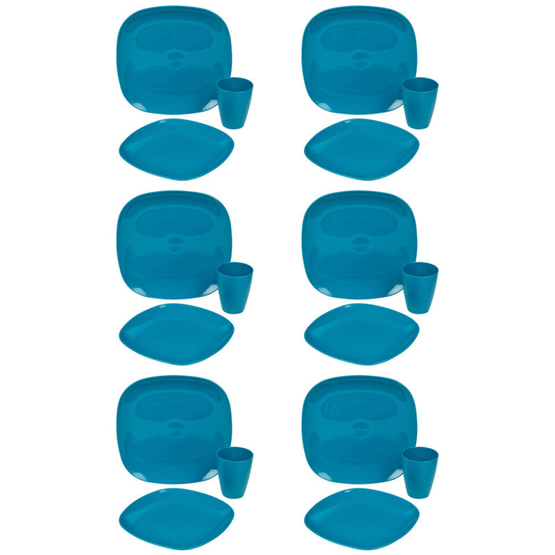 UNBREAKABLE Plastic Plates Cups Dinner Set Heavy Duty Reusable, Teal