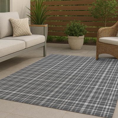 Rocky Tartan Non-Slip Outdoor Rug