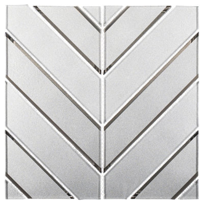 Hampton 12-in. x 12-in. Chevron Look Frosted Glass Wall Mosaic Tile
