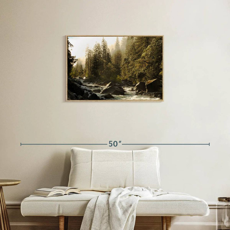 Rivière Yosemite Merced, Cadre flottant en bois naturel, 31 po x 21 po