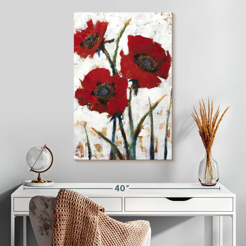 Harnek - coquelicot rouge I, H 30 po x l 20 po