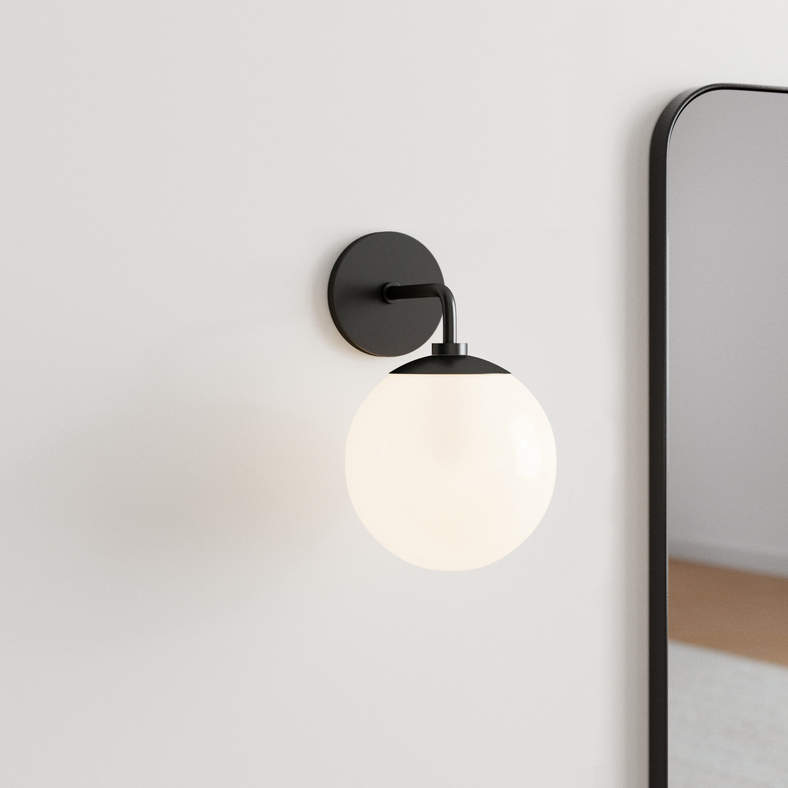 Luna Single Light Glass Steel Dimmable Armed Sconce, Old Bronze