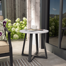 Round Aluninum 23.5" Patio Side Table With Sintered Stone Tabletop