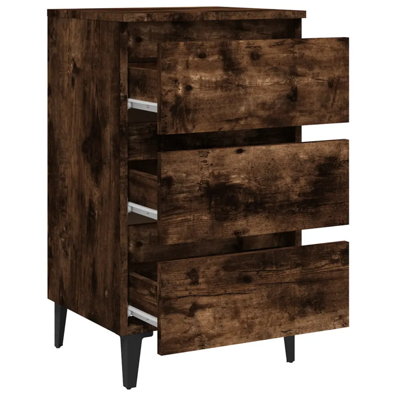 Pythagoras 40cm W Particle Board / Chipboard Bedside Table, Smoked Oak