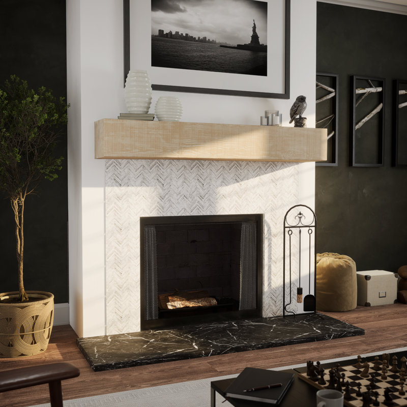 Manteau de cheminée Rustic Sawn Heritage Timber, Vanille Chai, H 5,5 po x l 66 po x P 7,5 po