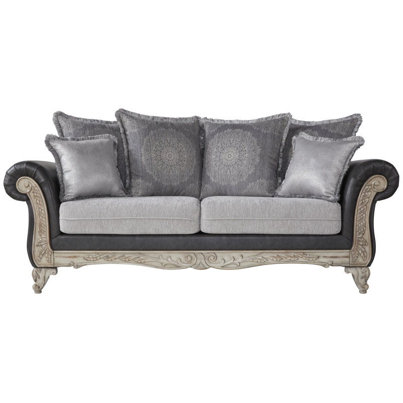 Duplantis Rolled Arm Sofa with Reversible Cushions, Ebony, 40" H x 93" W x 23" D