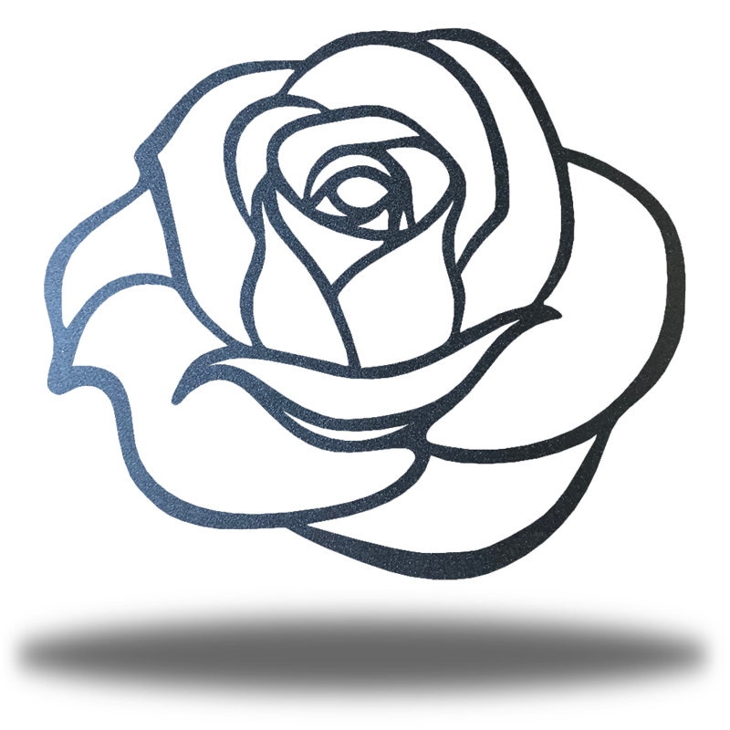 Décoration murale en métal Rose Bud Coastal, H 12 po x l 8 po x P 0,0625 po, Noir