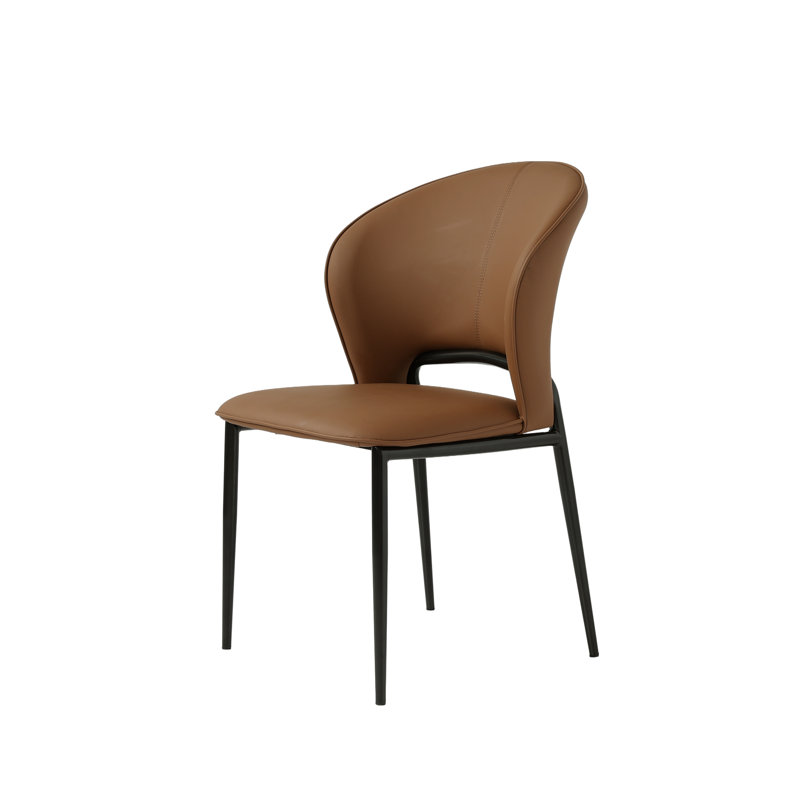 Upholstered Faux Leather Dining Chairs Set of 4, Mid-Century Modern Kitchen & Dining Room Chairs with Curved Backrest, Quilted Design, Metal Legs & Padded Seat