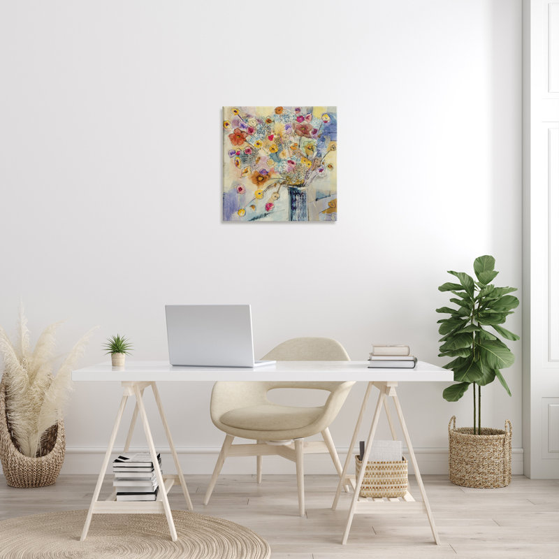 «Painted Flowers Line» par tiers et mur - reproduction encadrée, H 24 po x l 24 po