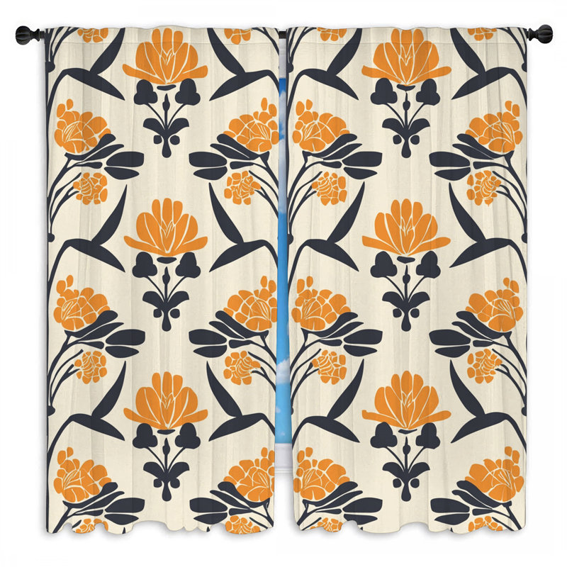 Rideaux à motif floral - 2 panneaux, L 20 po x L 52 po