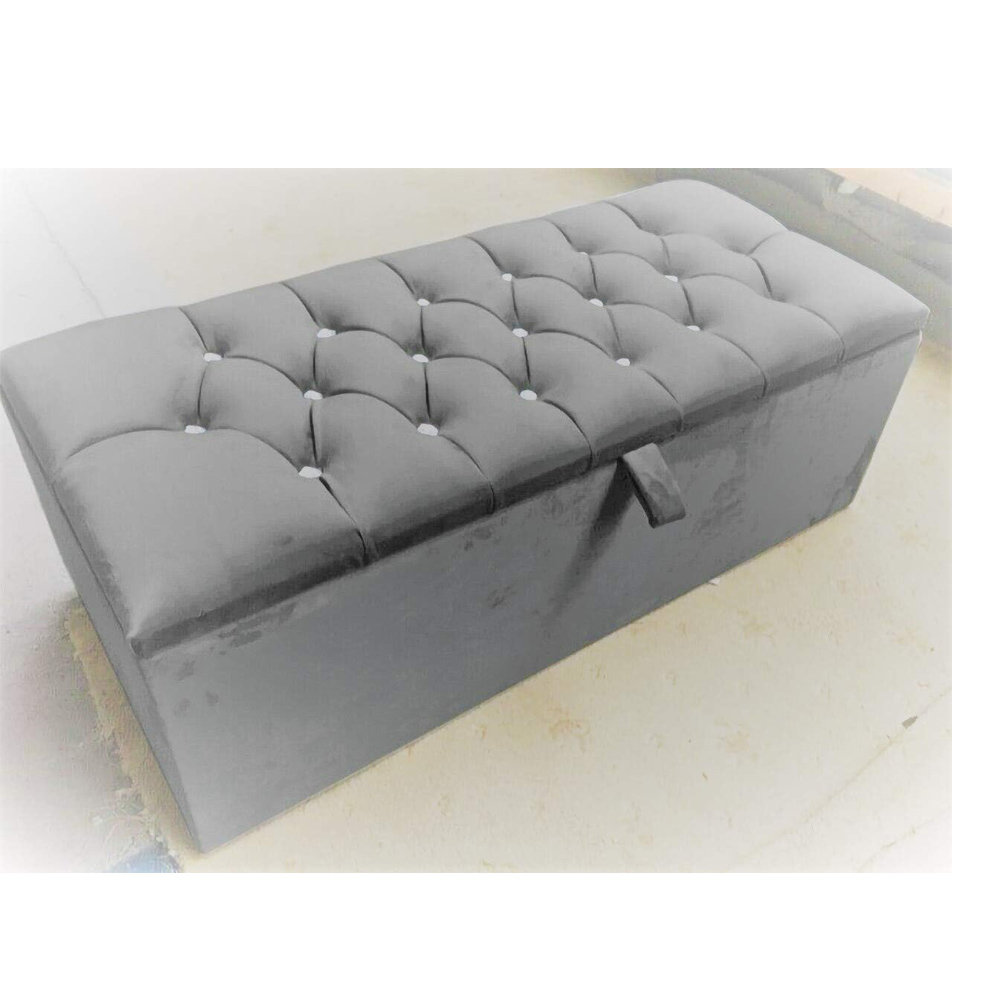 45cm Wide Tufted Rectangle Solid Colour Footstool Ottoman