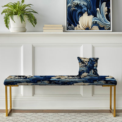 Paisley Upholstered Gold Bench