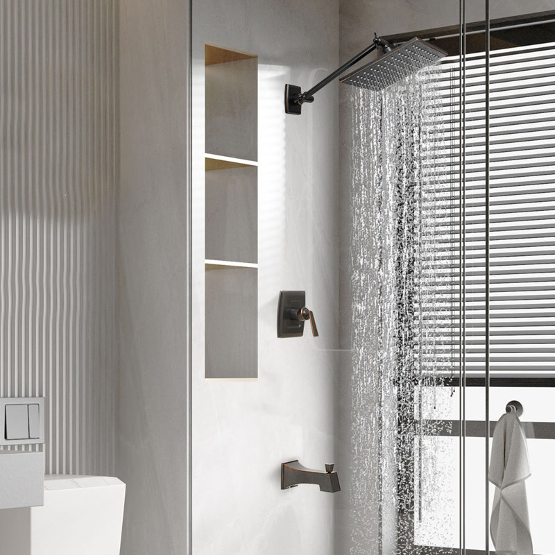 8” High Pressure Wall Mount Rainfall Tub And Shower Faucet with Rough-in Valve