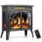 Cowsar 23.65'' W Portable Electric Fireplace Stove Heater Firebox with Remote and Timer, Overheating Protection,Gray-1375072404
