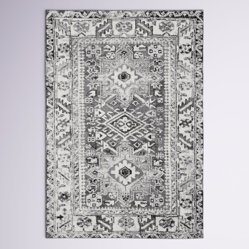 Allanton Oriental Gray/Ivory Area Rug, Rectangle 9' x 12'