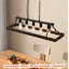 Lustre de cuisine de style industriel avec cadre linéaire à 5 lumières à hauteur réglable noir mat et doré-129870522