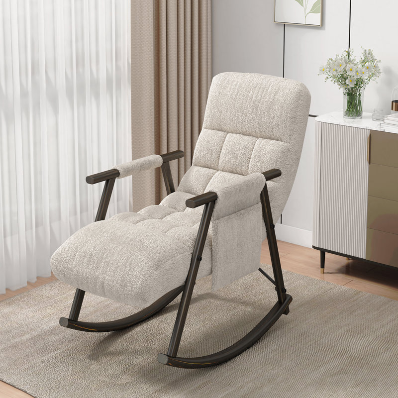 Chaise berçante pliante rembourrée décontractée - dossier / repose-pieds réglable, poches latérales, multi-scène