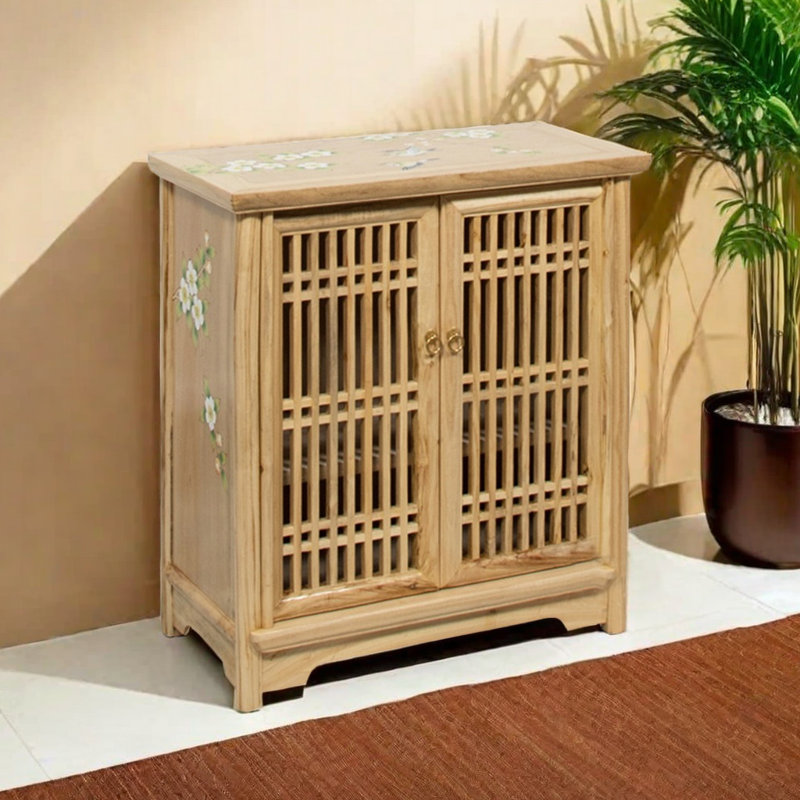 Nouvelle armoire à chaussures en bois de camphre chinois, Jaune