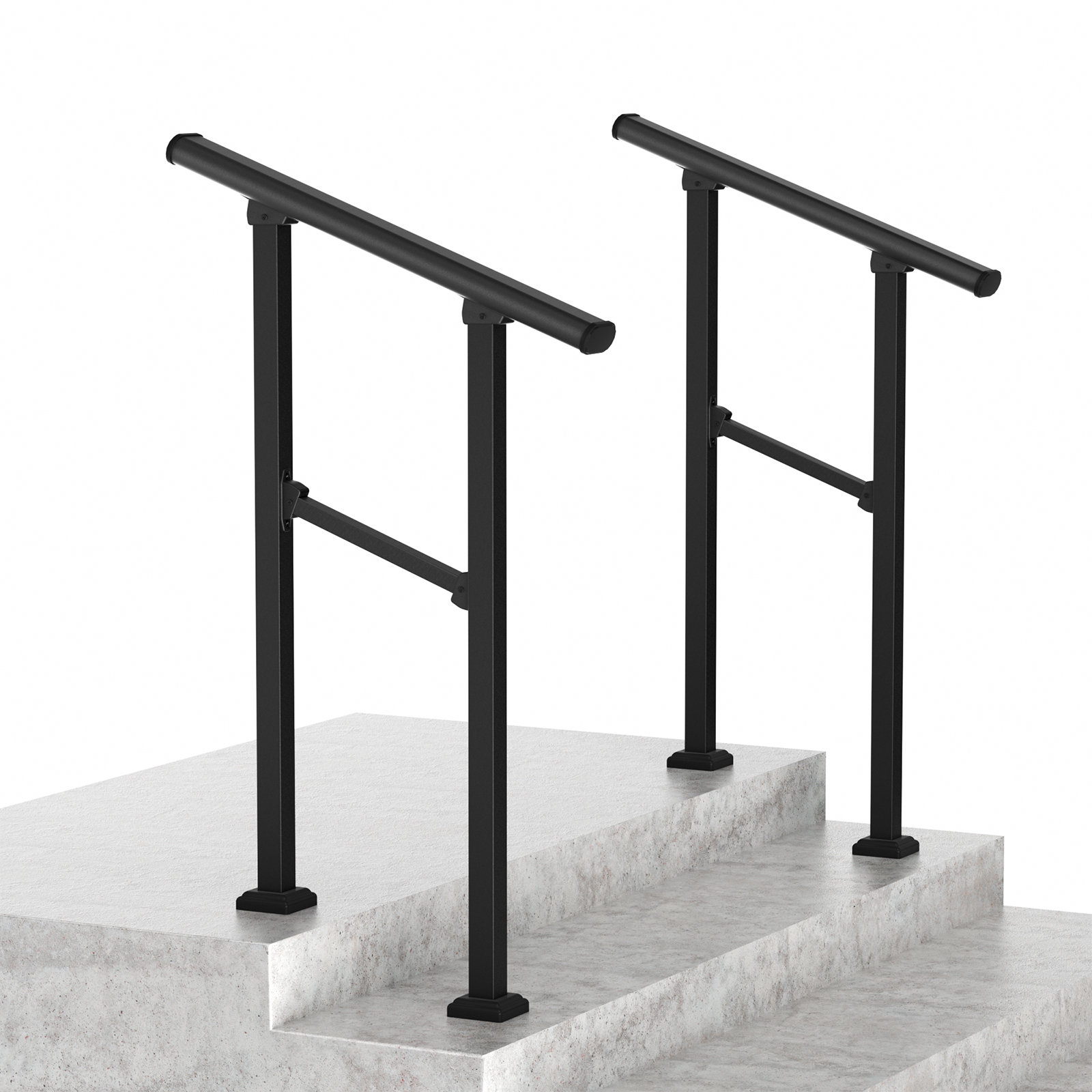 HomLux Hand Rails for Outdoor Steps, Wrought Iron Railing, Porch and Stair Railing Kit (Set of 2) Size: 36 H x 1.72 W x 40.4 D RT-03CA00526E-3R2p