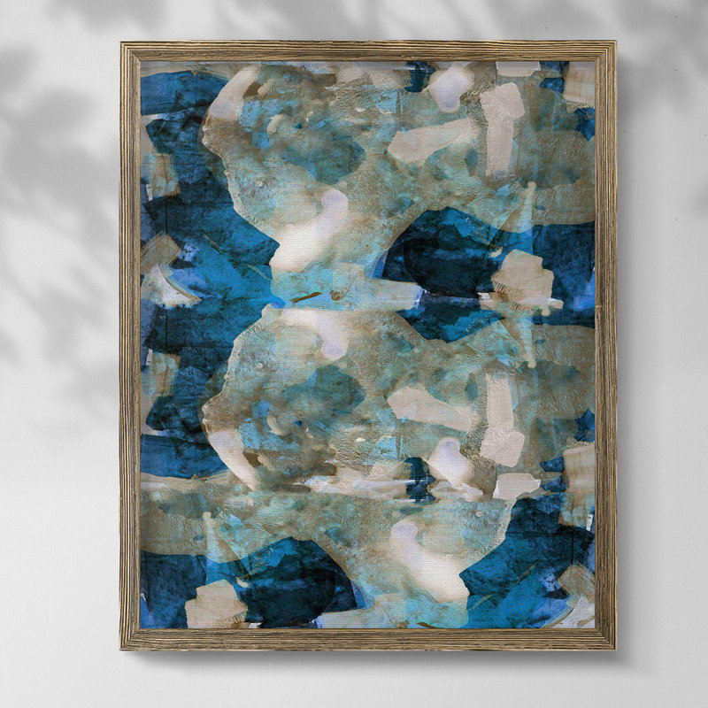 Impasto II, Blanc, Toile avec cadre noyer