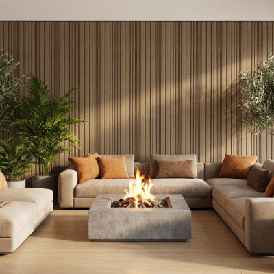 Ensemble de 4 panneaux muraux à lattes en bois Modern Modern de 23,6 po x 23,6 po, panneaux décoratifs insonorisants pour le salon, la chambre à coucher et le bureau (paquet de 4 / 15,5 pieds carrés)