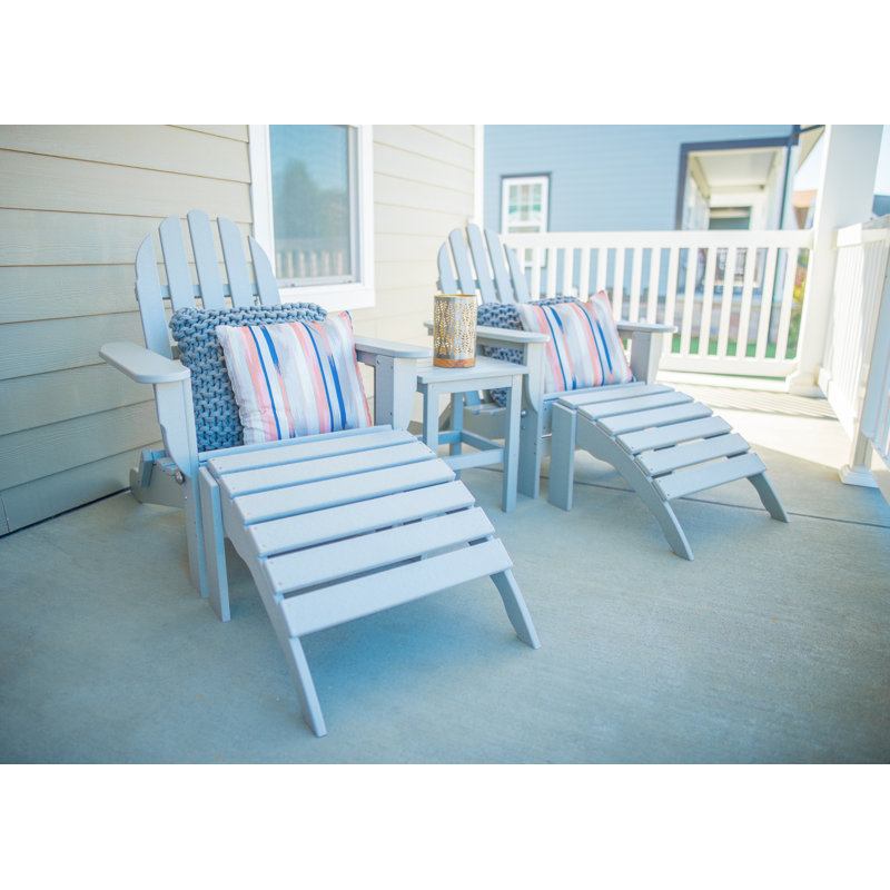 Leighton Foldable Outdoor Adirondack Set, Light Gray