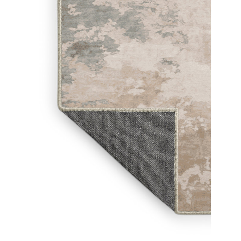 Tapis beige soyeux et moelleux, Rond 6 pi