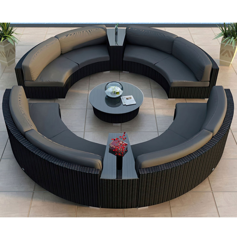 Suffern 8 - Person Modular Patio Conversation Set with Cushions, Canvas Charcoal Sunbrella® Canvas